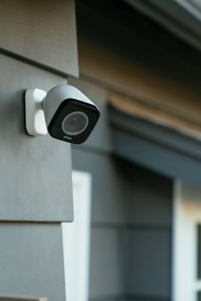 security camera on an external wall